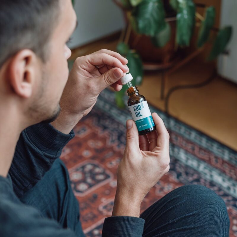 A man taking CBD oil in Ireland